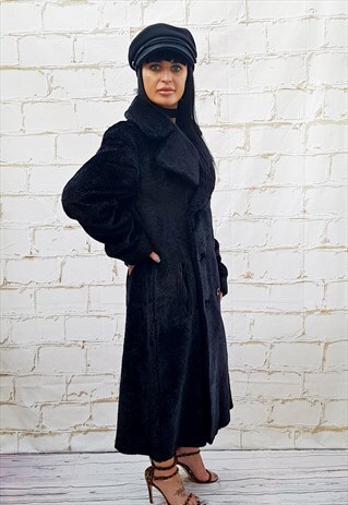 VINTAGE BLACK FAUX FUR COAT