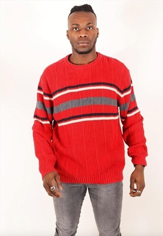 VINTAGE RALPH LAUREN CHAPS STRIPED JUMPER RED
