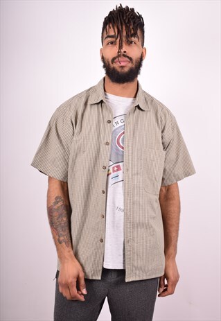 PATAGONIA MENS VINTAGE SHIRT MEDIUM GREEN CHECK 90'S