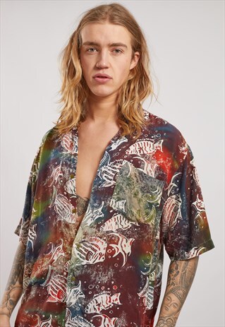 VINTAGE FISH PRINT SHORT SLEEVE SHIRT