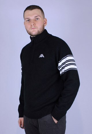 KAPPA VINTAGE 1/4 JUMPER RARE BLACK