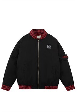Winter varsity jacket checked padded MA-1 bomber winter coat