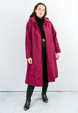 Vintage burgundy trench with fleece lining red coat XXXL