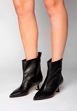 PENELOPE - Hourglass Heeled Leather Ankle Boots