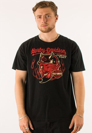 VINTAGE 90S BLACK HARLEY DAVIDSON T-SHIRT TEE