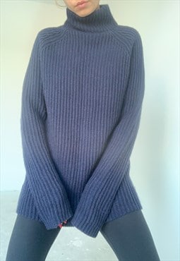 Vintage Oversized Indigo Knitted Pulover