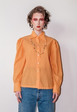 Vintage 80s beautiful orange blouse