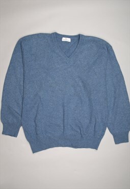 Blue valentino casual fit v-necked wool sweater