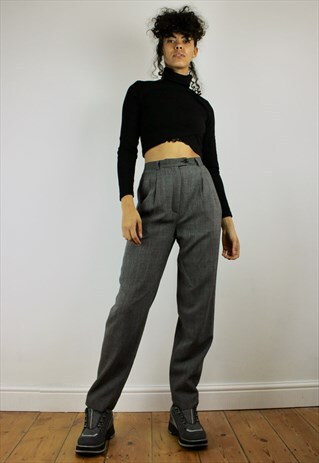 VINTAGE 80S HIGH WAISTED CROPPED TROUSERS
