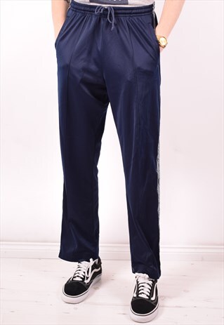 ASICS MENS VINTAGE TRACKSUIT TROUSERS LARGE BLUE 90S
