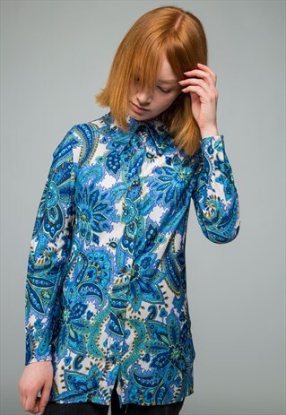 VINTAGE 60S BLUE PAISLEY SHIRT