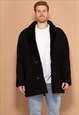 Vintage 70's Men Shearling Coat in Black