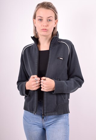 ADIDAS WOMENS VINTAGE TRACKSUIT TOP JACKET MEDIUM BLACK 90'S
