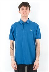 Vintage M Men Polo Shirt Short Sleeve Retro Blue Cotton FR 4