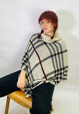 Vintage Size L Knitted Poncho in Multi