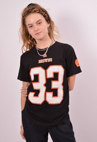 VINTAGE NFL BROWNS T-SHIRT TOP BLACK