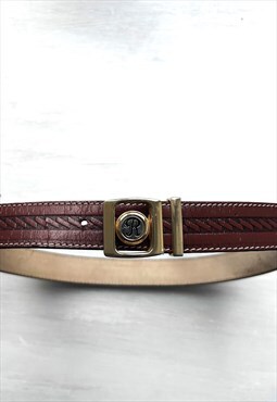 Brown Leather R Logo Belt 