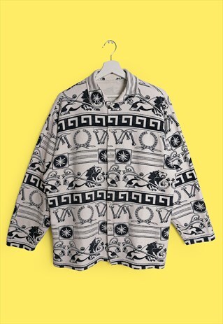 VINTAGE 80'S 90'S MEANDER LION PRINT PATTERNED FLANNEL SHIRT