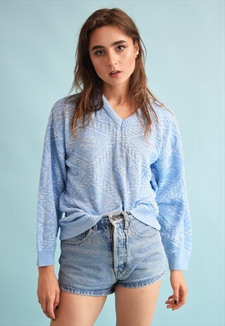 90'S RETRO KNIT JAZZY ABSTRACT PATTERN OVERSIZED JUMPER TOP