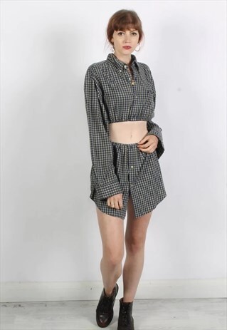 VINTAGE CHAPS RALPH LAUREN REWORK CO-ORD CROP TOP & SKIRT
