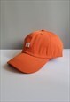 ORANGE GRAPHIC VINTAGE COTTON BASEBALL ADJUSTABLE CAP 