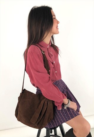 VINTAGE URBAN SATCHEL BAG IN BROWN SUEDE UNISEX