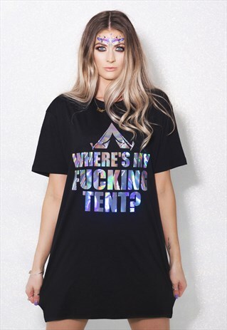 WHERE'S MY TENT FUNNY FESTIVAL TSHIRT DRESS