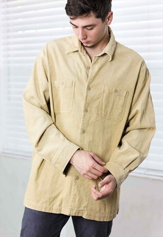 VINTAGE CORDUROY SHIRT LOGO 90S XL 24.8
