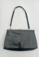 70'S VINTAGE BLACK LEATHER LADIES SHOULDER BAG