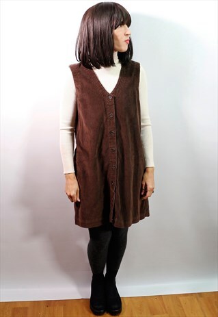 VINTAGE 90'S BROWN CORDUROY DRESS