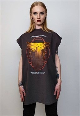 Gothic sleeveless t-shirt headless statue tee antique vest