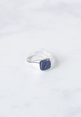 SIGNET STERLING SILVER & LAPIS LAZULI RING