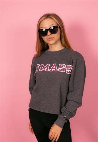 CUSTOM MADE VINTAGE GREY UMASS OPEN LACED BACK CHAMPION ECO