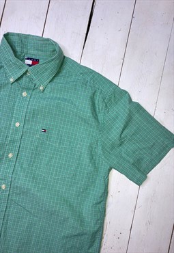 vintage green tommy hilfiger large short sleeve shirt 
