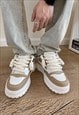PLATFORM SNEAKERS CHUNKY SOLE TRAINERS RAVER SHOES BROWN