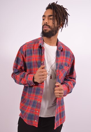 MENS VINTAGE FLANNEL SHIRT XL MULTI CHECK 90S