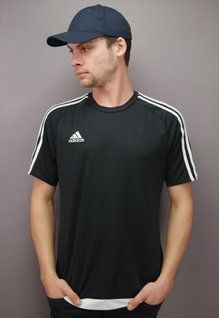 VINTAGE ADIDAS T SHIRT IN BLACK WITH LOGO