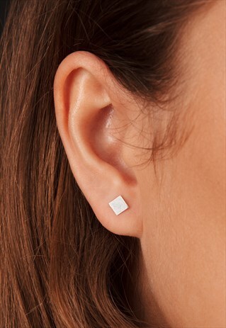 TINY DIAMOND STUD EARRINGS STERLING SILVER