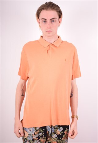 POLO RALPH LAUREN MENS VINTAGE POLO SHIRT LARGE ORANGE 90S