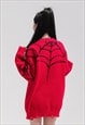 SPIDER WEB SWEATER GOTHIC KNITTED JUMPER RIPPED TOP IN RED