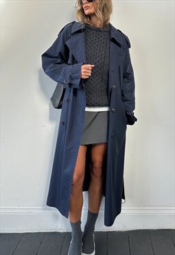 YSL Trench Coat Vintage Yves Saint Laurent Cotton Navy