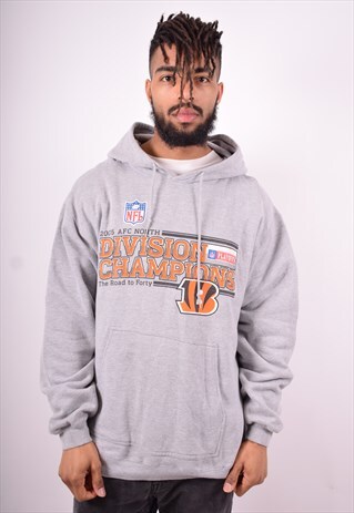 REEBOK MENS VINTAGE HOODIE JUMPER LARGE GREY 90'S