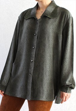 Vintage Shirt Blouse Hollow Collar Size L T320