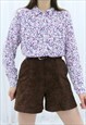 90S VINTAGE PURPLE MULTICOLOURED FLORAL COLLARED SHIRT
