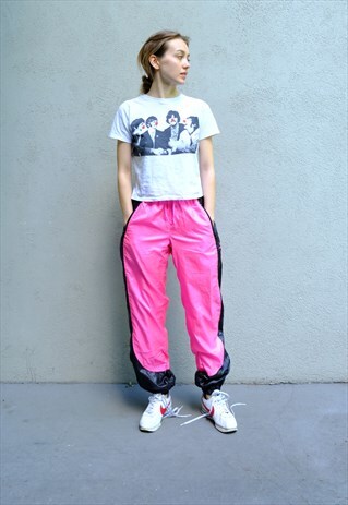 VINTAGE TRACKSUIT TROUSERS NEON PINK