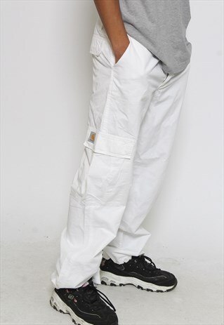VINTAGE CARHARTT CARGO TROUSERS WHITE