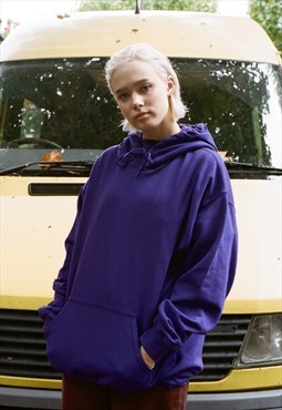 Hoodie In Purple With Woven Label Detail