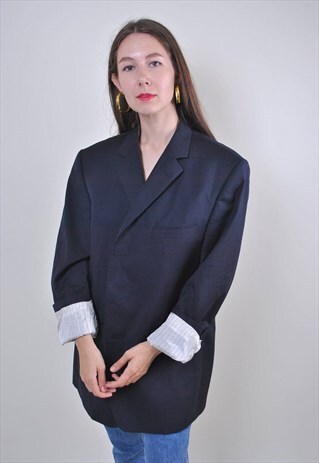 90S BLUE MINIMALIST OVERSIZE BLAZER
