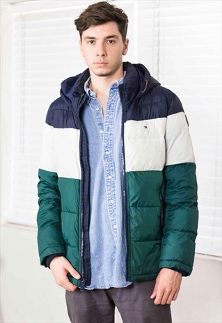 VINTAGE TOMMY HILFIGER REVERSIBLE PUFFER COAT 90S S 30.8
