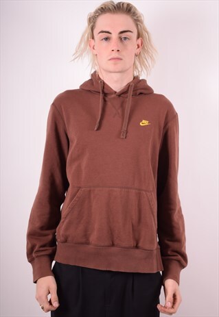 NIKE MENS VINTAGE HOODIE JUMPER LARGE BROWN 90S